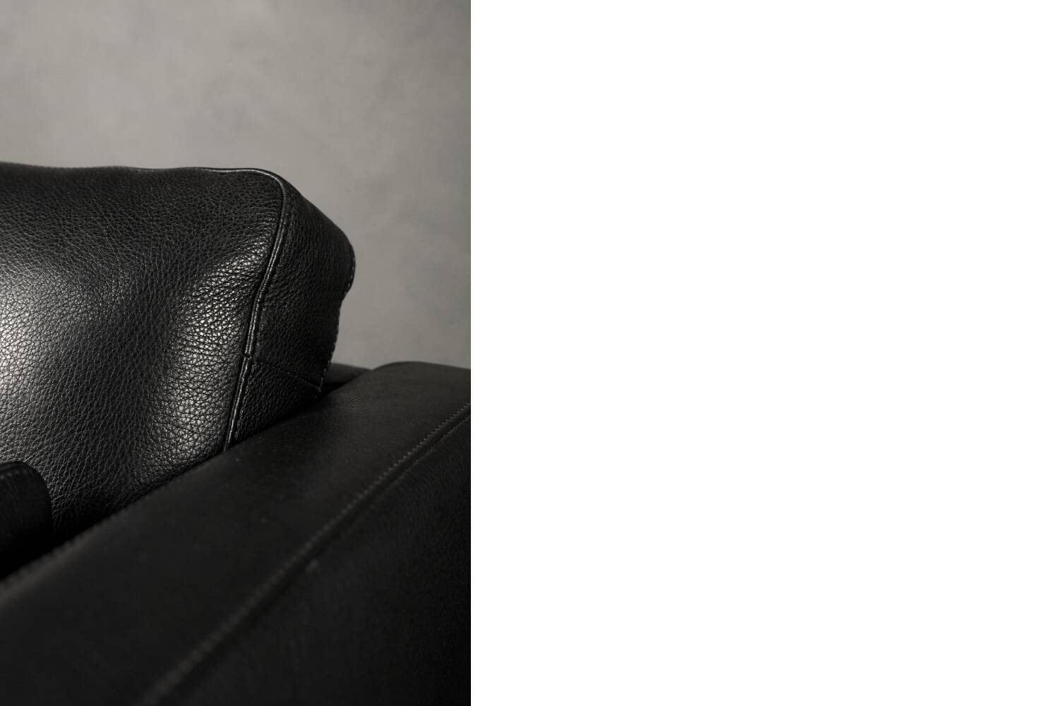Vintage Mid-Century Danish Modern Two-Seater Black Leather Sofa, 1970s