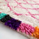 Moroccan Berber carpet azilal ecru with colorful patterns 238x140cm