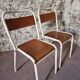 Set of 4 vintage French school chairs – Stackable chairs – 1920s