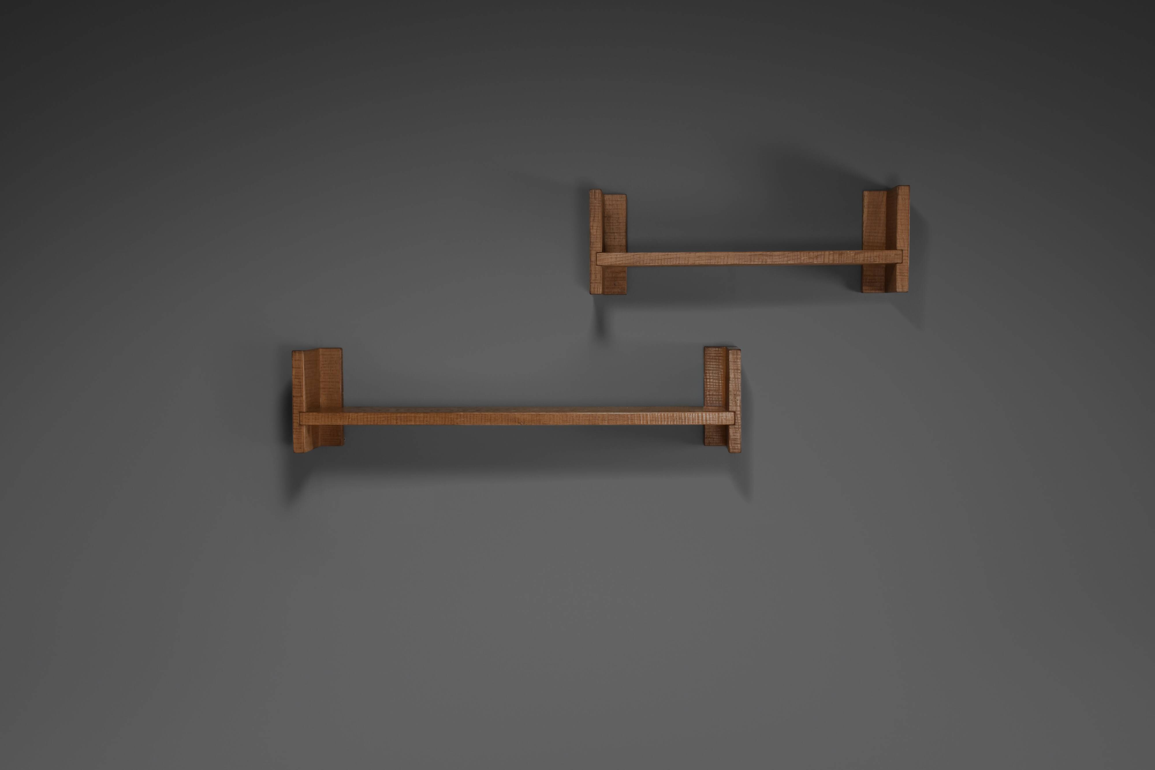 Beautiful oak wood Giuseppe Rivadossi shelves, Italy 1970s