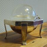 Art Deco caviar bowl in silver-plated metal and glass – 1930s