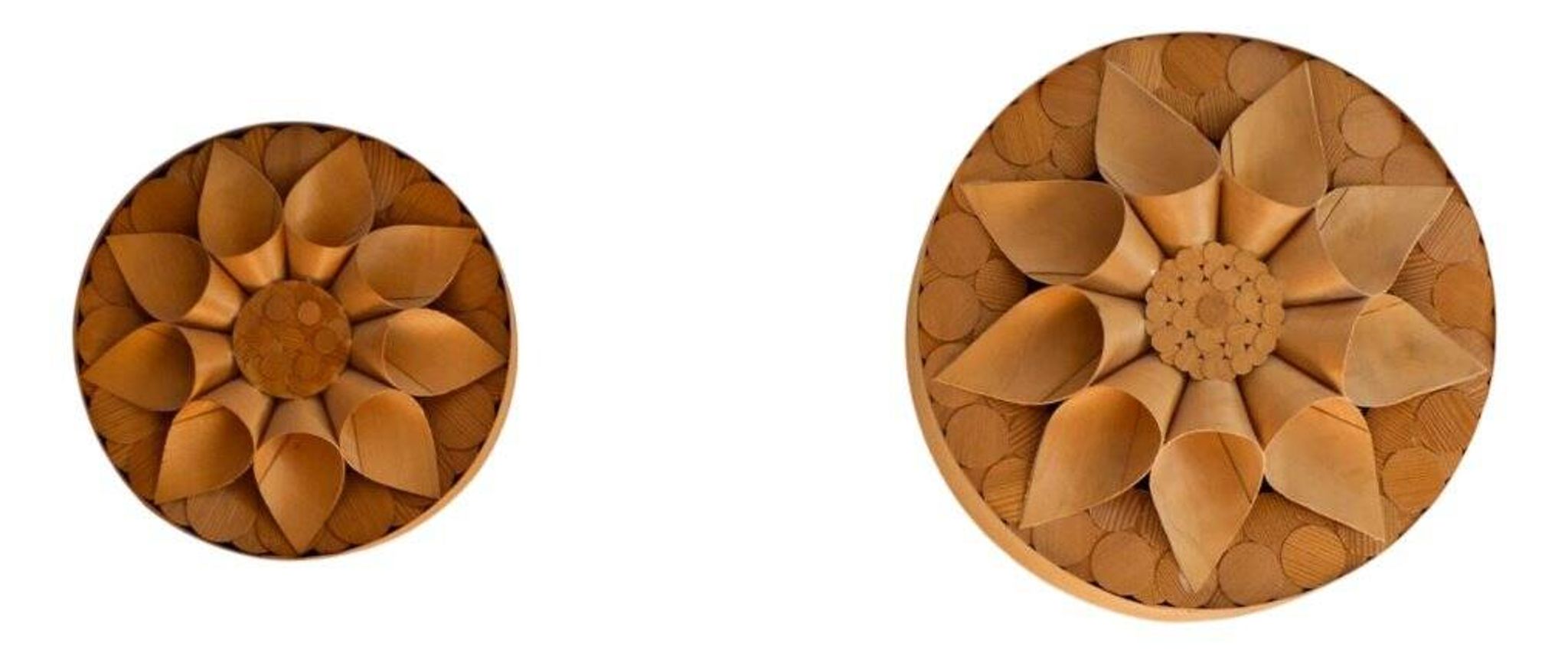Handcrafted Swedish wooden wall sconces, set of 2