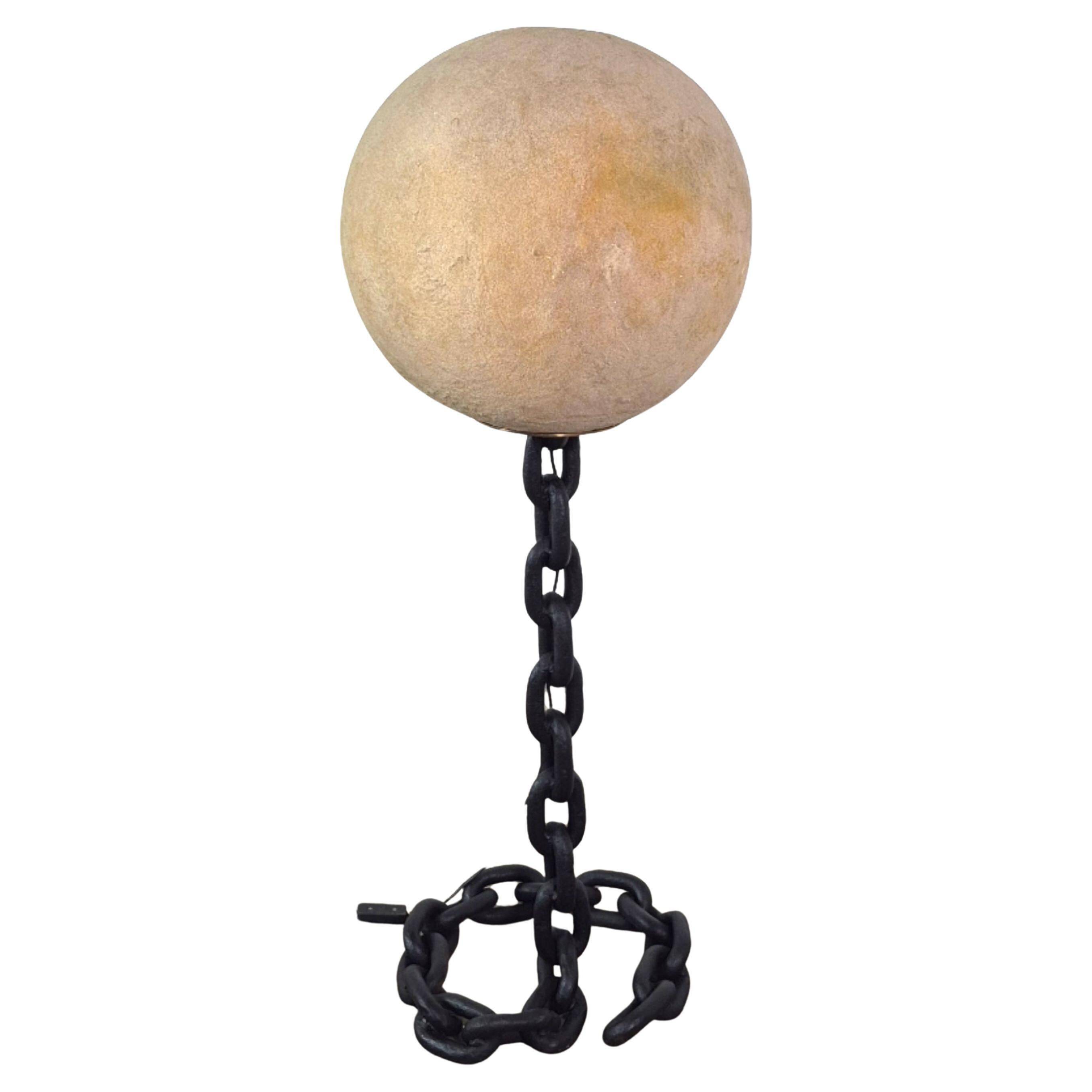 Brutalist iron chain and fiberglass floor lamp, Netherlands 1960s