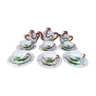 Japanese tea set 21 pieces 6 people Kutani Satsuma Dragonware Moriage