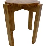 Mid century pinewood stool, minimalistic design 1960s