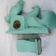Clock doves color green blue and its vase 50s