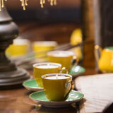 Upcycled coffee service candles