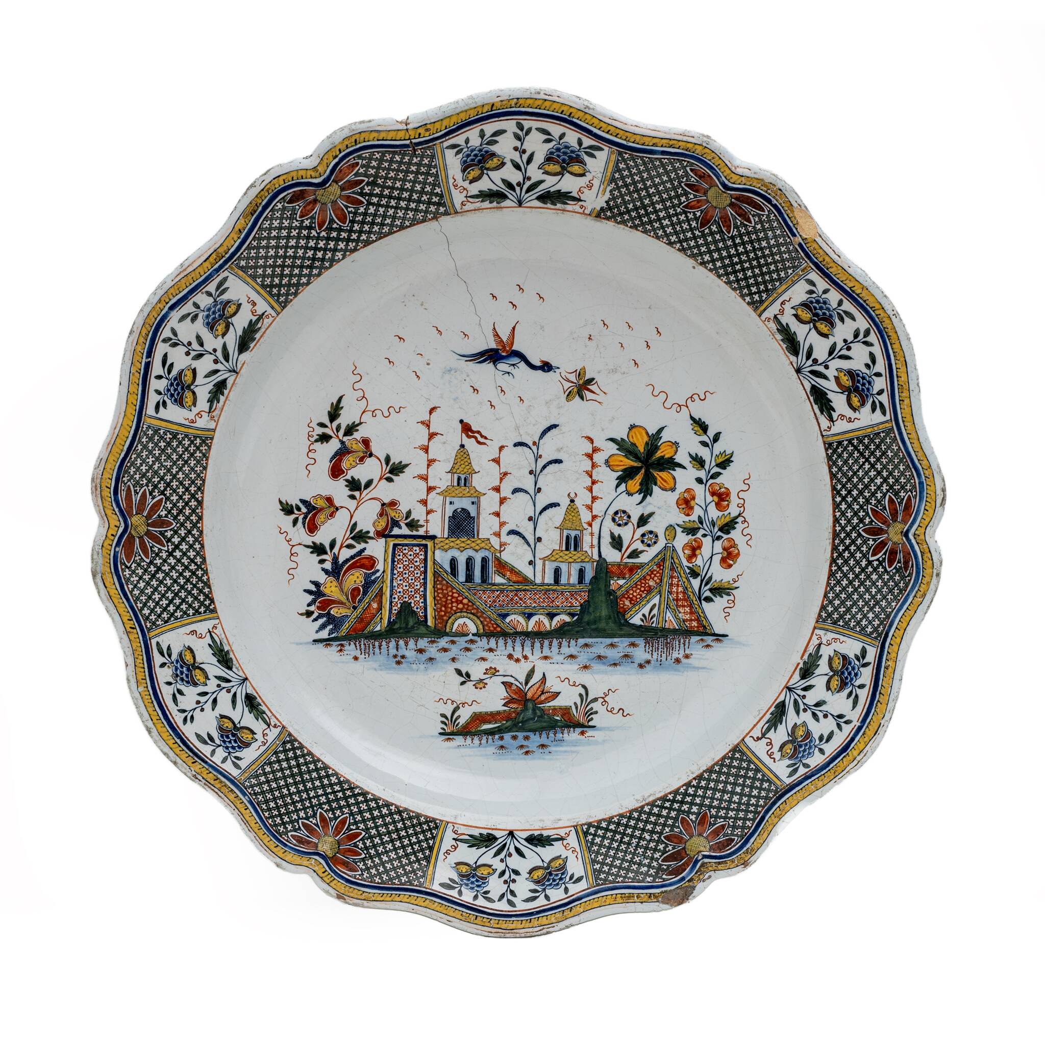 Large Majolica Dish France Rouen Manufactory of Jean-Baptiste Guillibaud 70