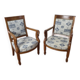 Pair of 19th century restoration armchairs in cherry wood