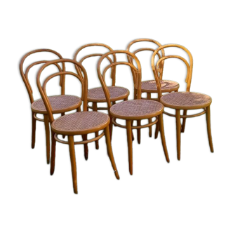 Set of 6 caned bistro chairs