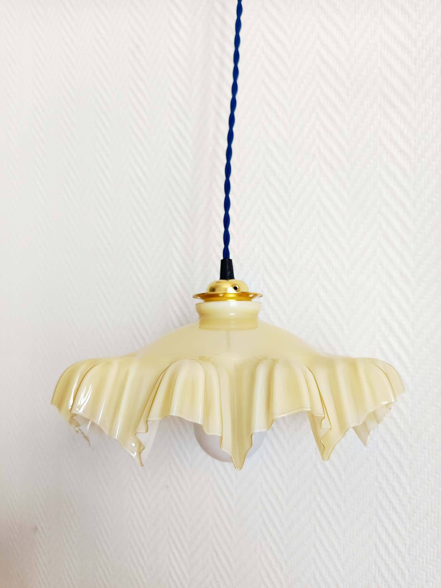 Yellow glass draped suspension Art Deco