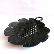 Artisanal embossed metal tripod dish