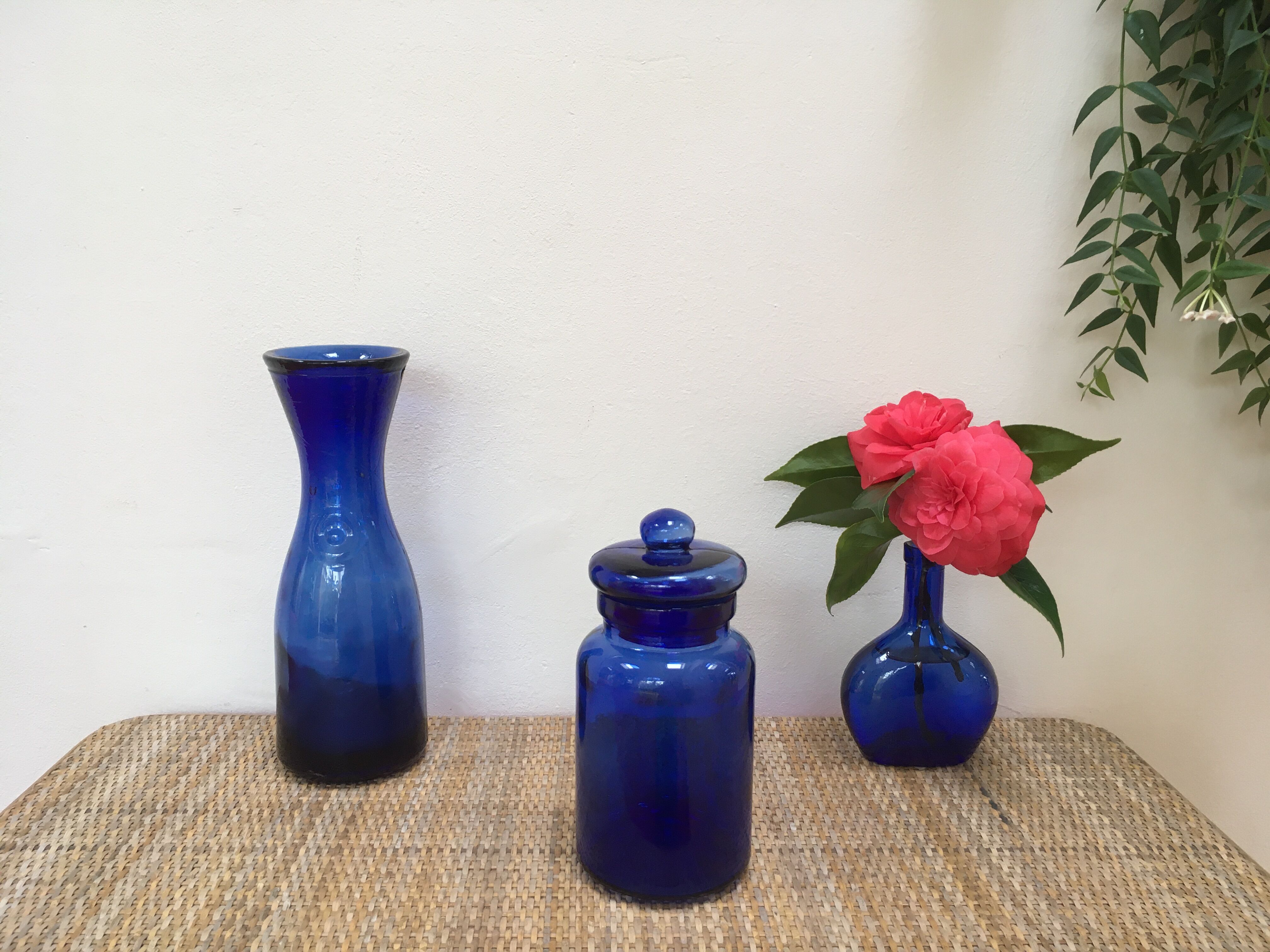 Vintage cobalt blue glass pot