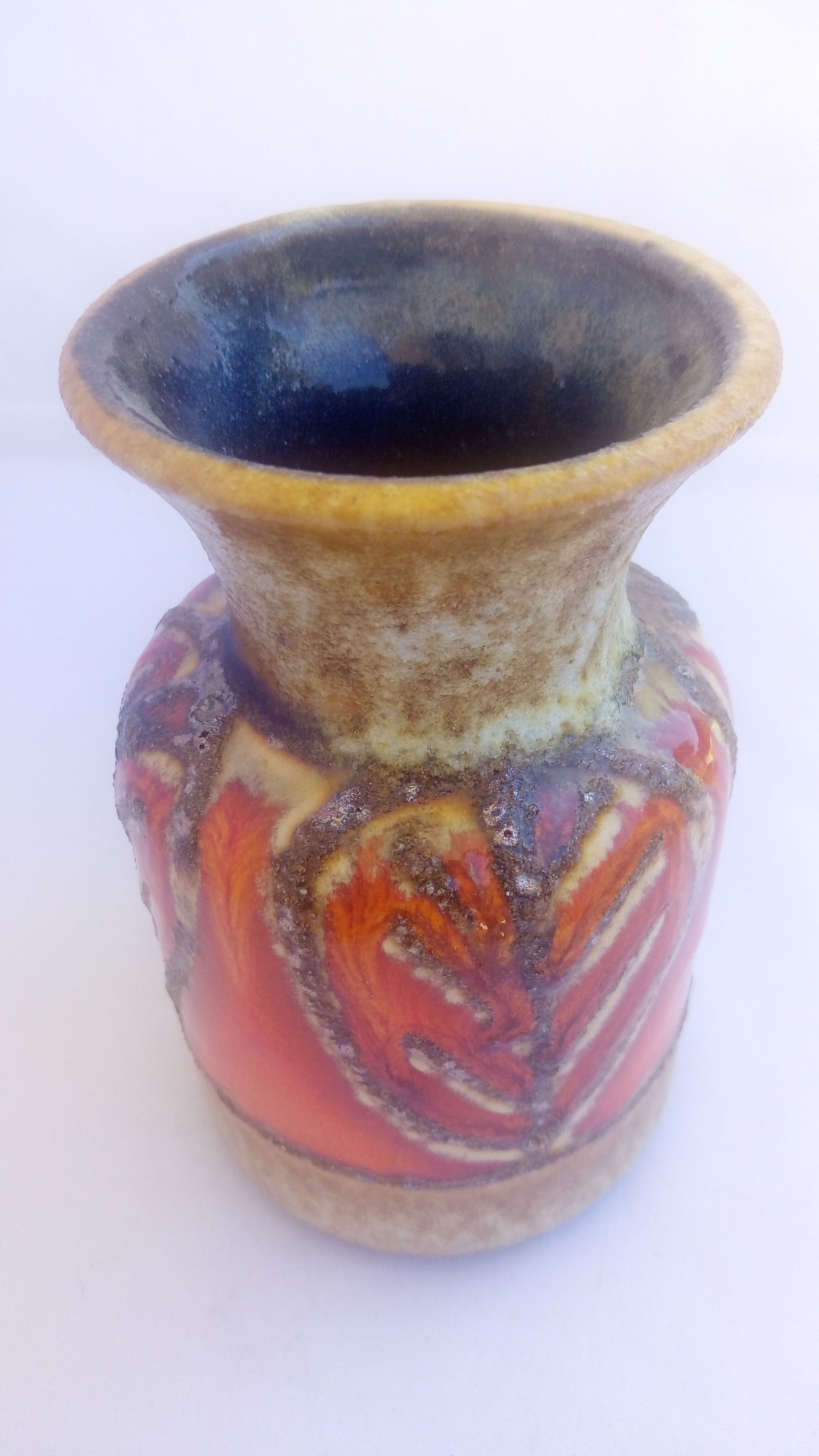 German jasba orange and ochre red vase