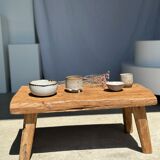 table basse en teck blond quadripode