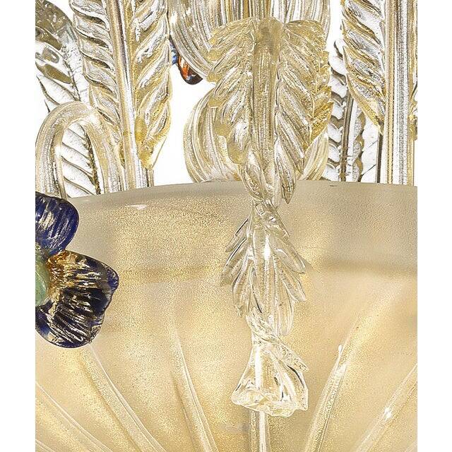 21st Century Transparent and Gold Floral Chandelier in Murano Glass