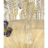 21st Century Transparent and Gold Floral Chandelier in Murano Glass