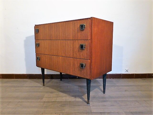 sab dresser in teck laiton and cuir 1960