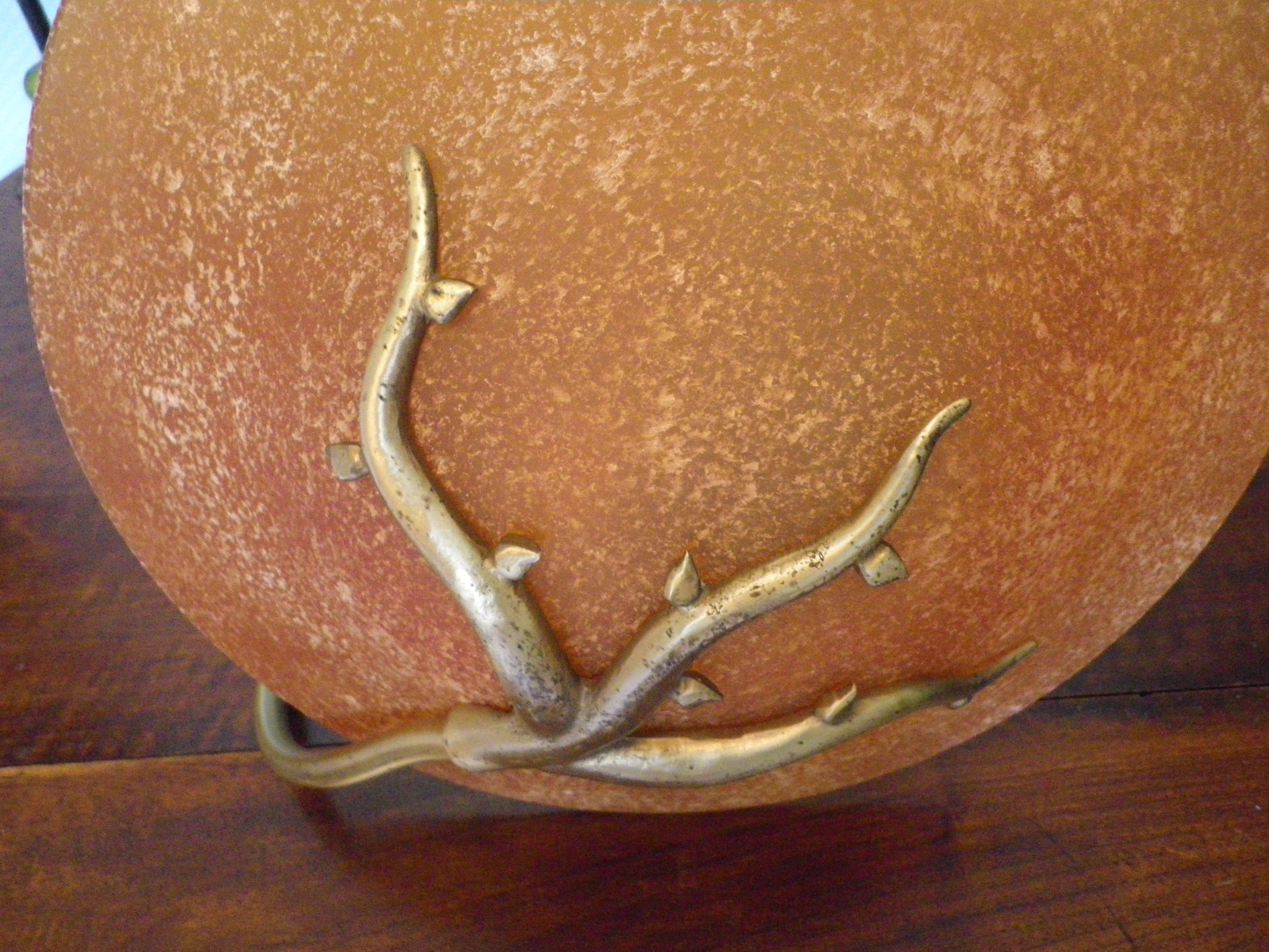 Asymmetrical hanging lamp with orange lampshade 70s/80s