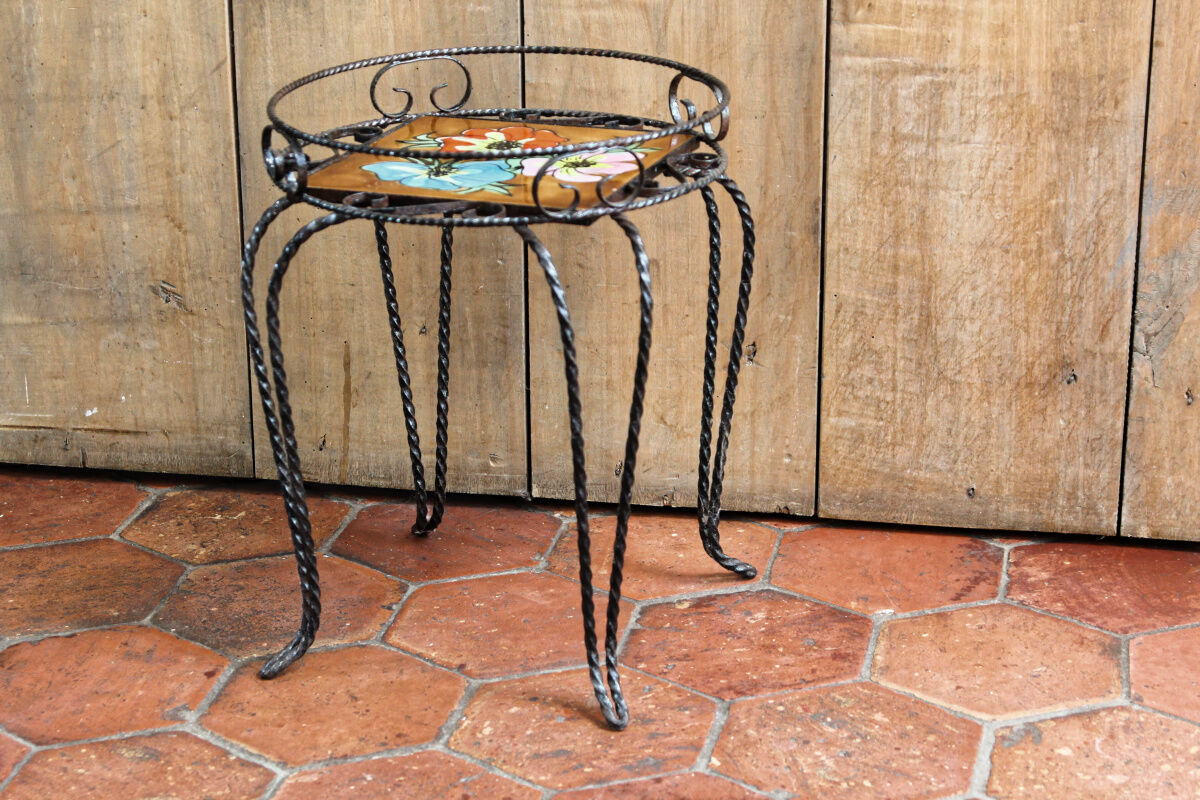 Wrought iron pedestal table Vallauris