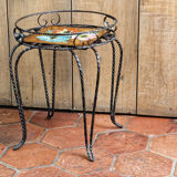 Wrought iron pedestal table Vallauris