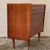 Vintage varnished teak chest of drawers 1970