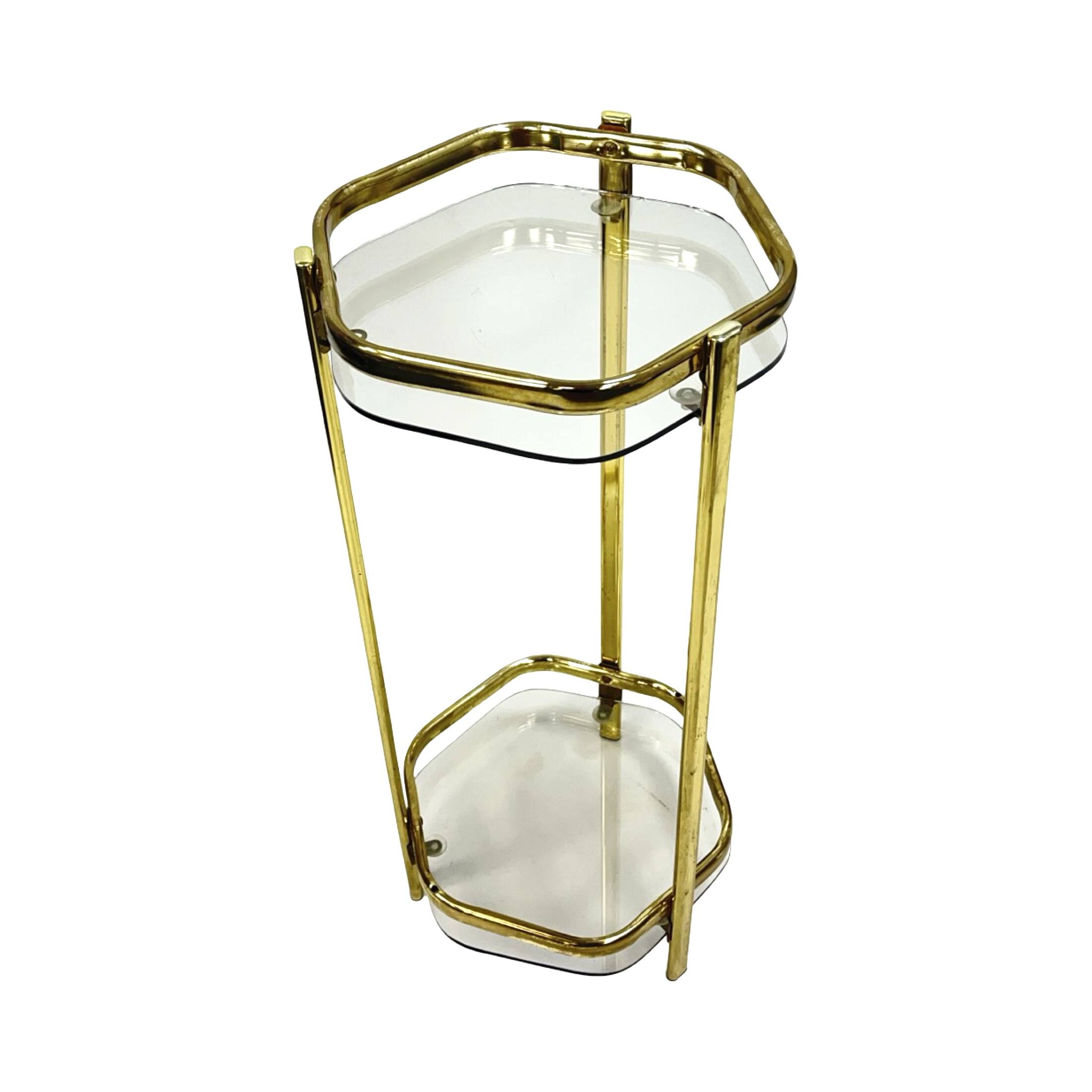 Support de fleurs moderne du milieu du siècle en France, années 1970, en laiton et en verre.