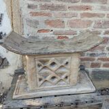 2 African carved wooden stools