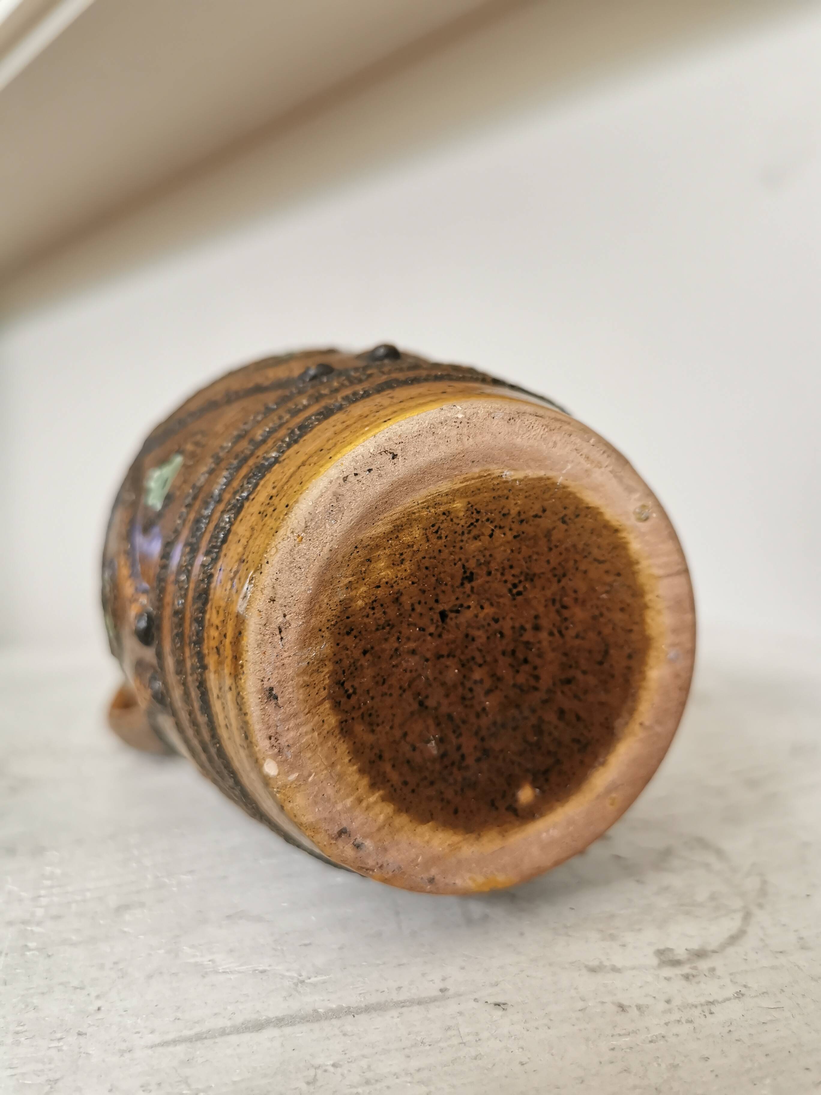 Rustic Ceramic Jug: 1970s West German Pottery Vase, Boho Decor