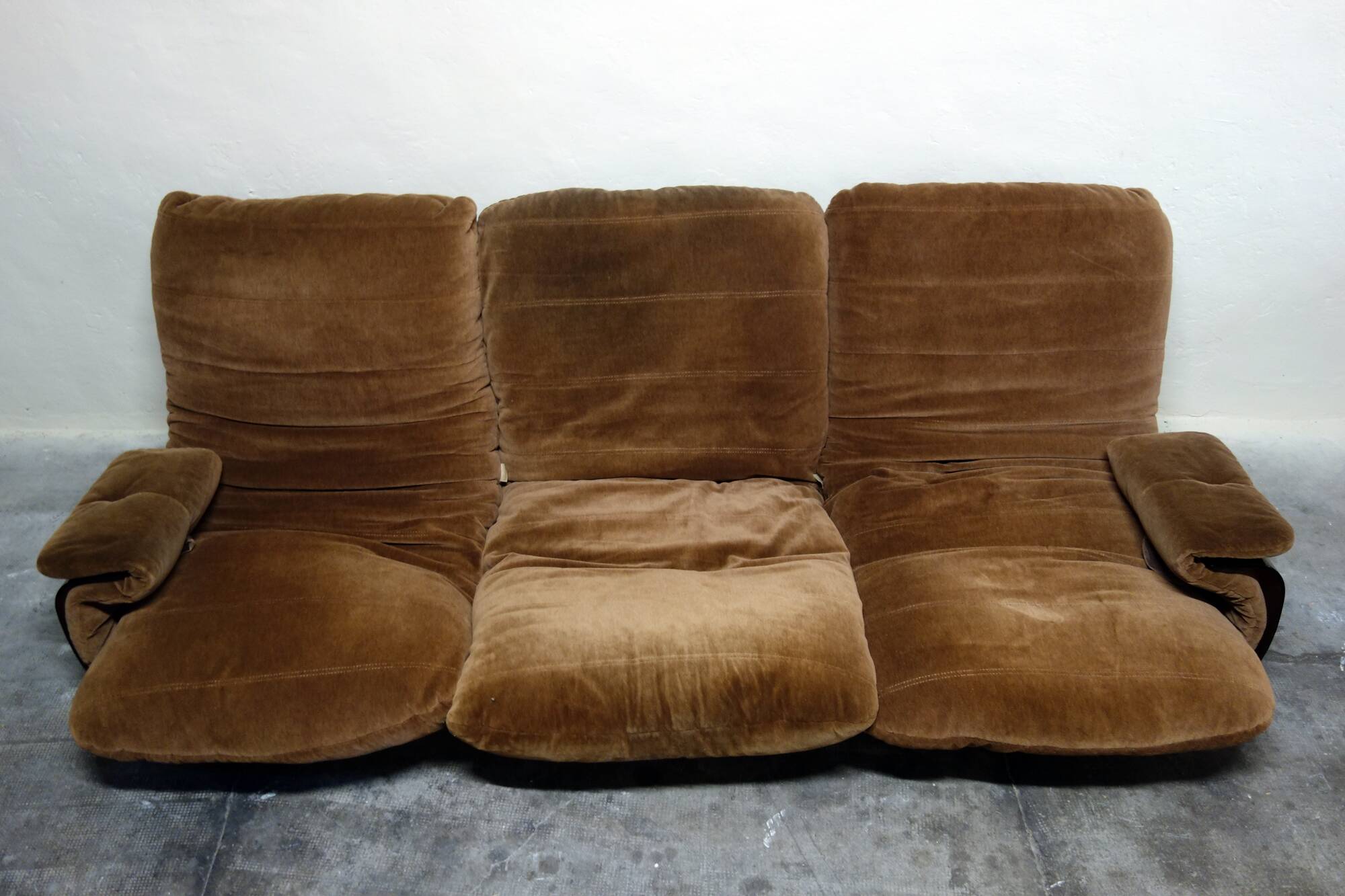 3-seater marsala model sofa by Michel Ducaroy for Ligne Roset, 1970s.