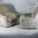Pair of armchairs "space age". Beige corduroy velvet. France, circa 1970