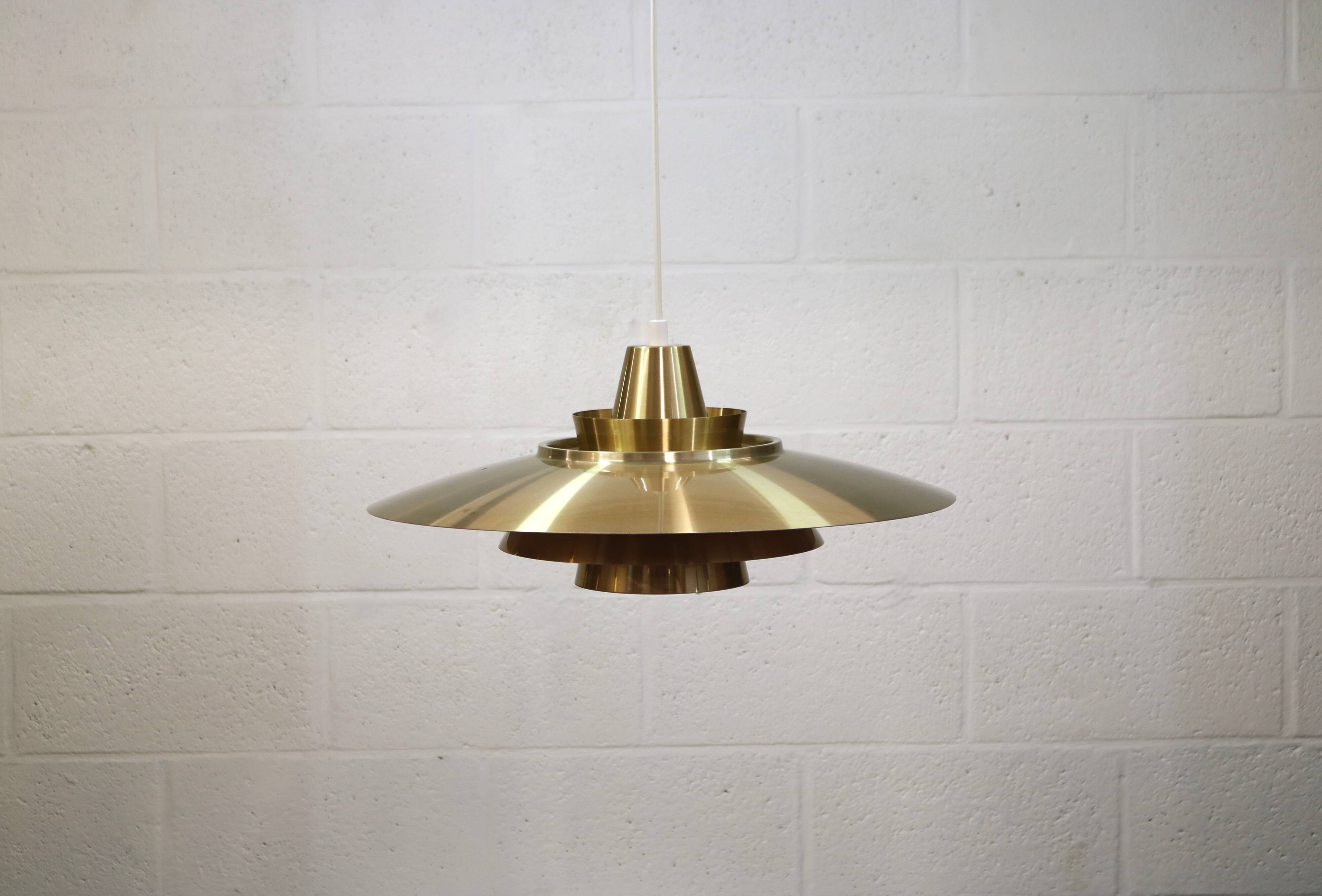 Rare David Mogensen Golden Pendant Lamp for Super Light : 1970s Scandinavia