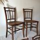set of 4 bistro chairs in turned wood and canework stamped early 20th century