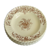 6 assiettes creuses en faïence Terre de fer, modèle Rubans de chez Longchamp
