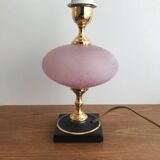 Vintage ceramic lamp brass and pink glass ball