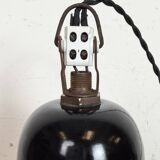 Black Enamel Industrial Pendant Lamp from AEG, 1930s