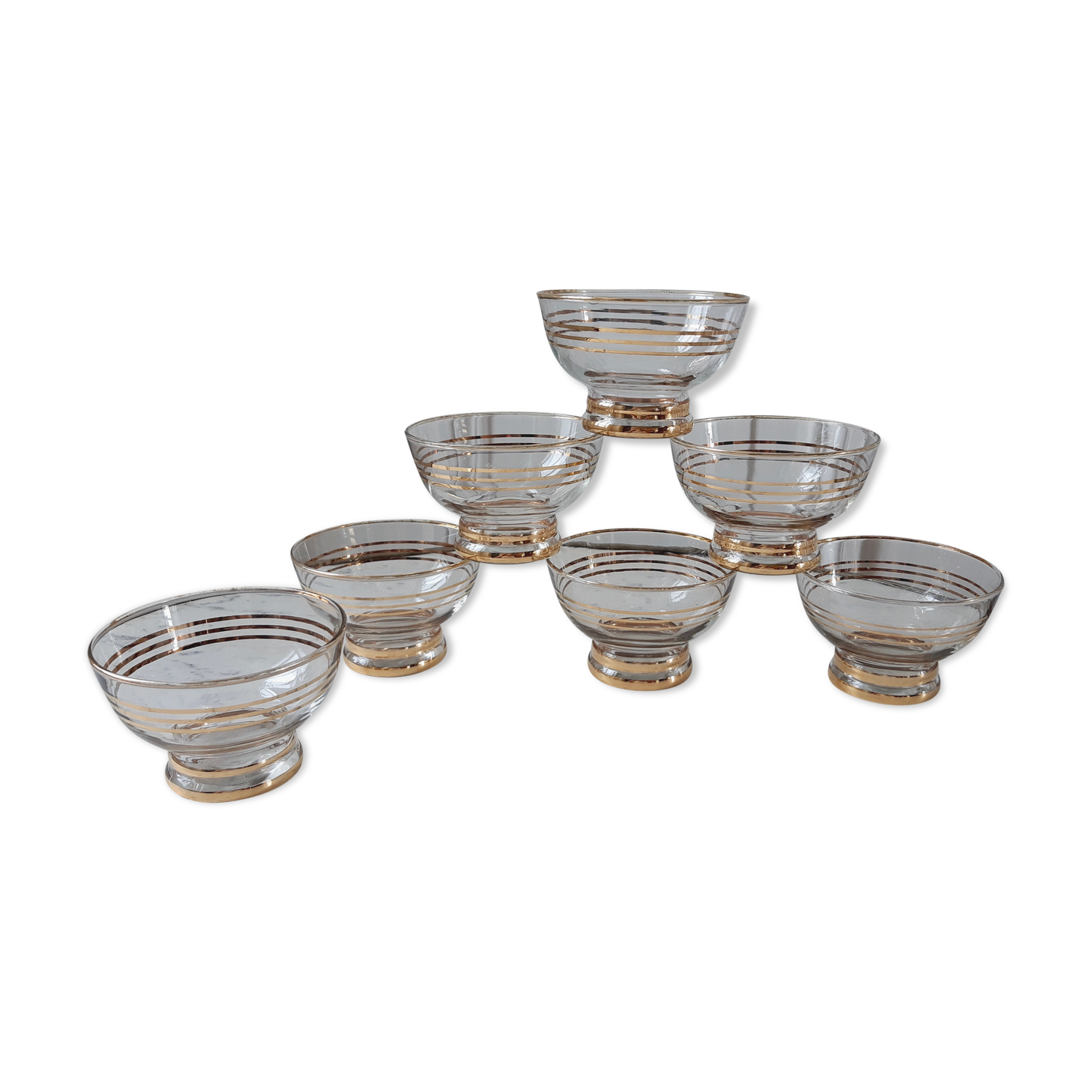 Lot de 7 coupes à champagne années 50
