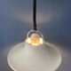 Vintage Dijkstra pendant lamp white & chrome - mid century modern light fixture