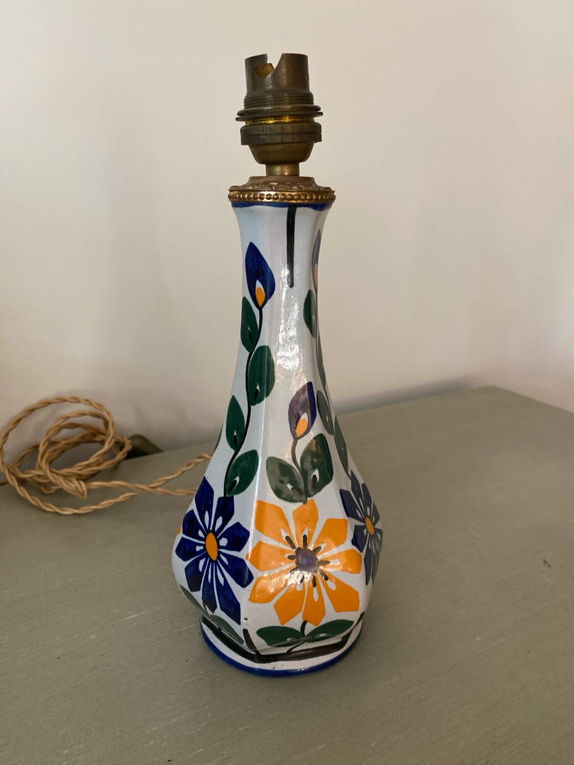 Quimper earthenware lamp base