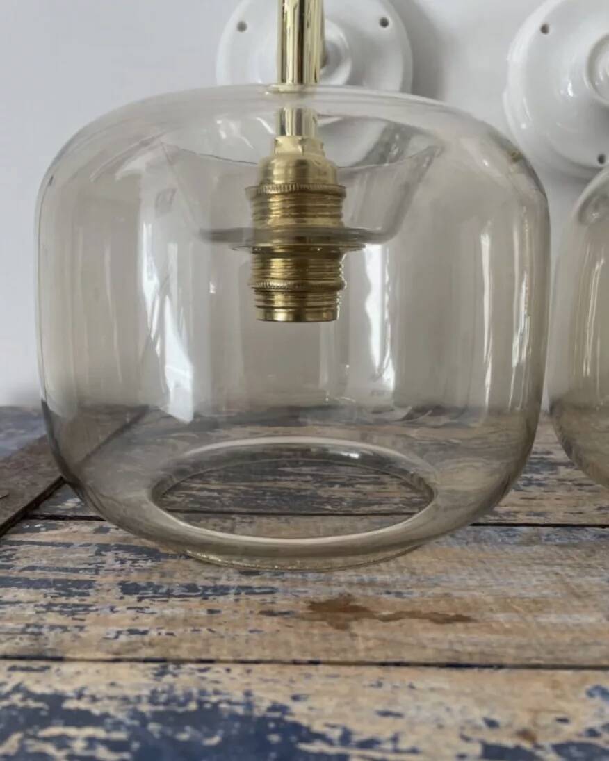 Pair of vintage smoked glass wall lights