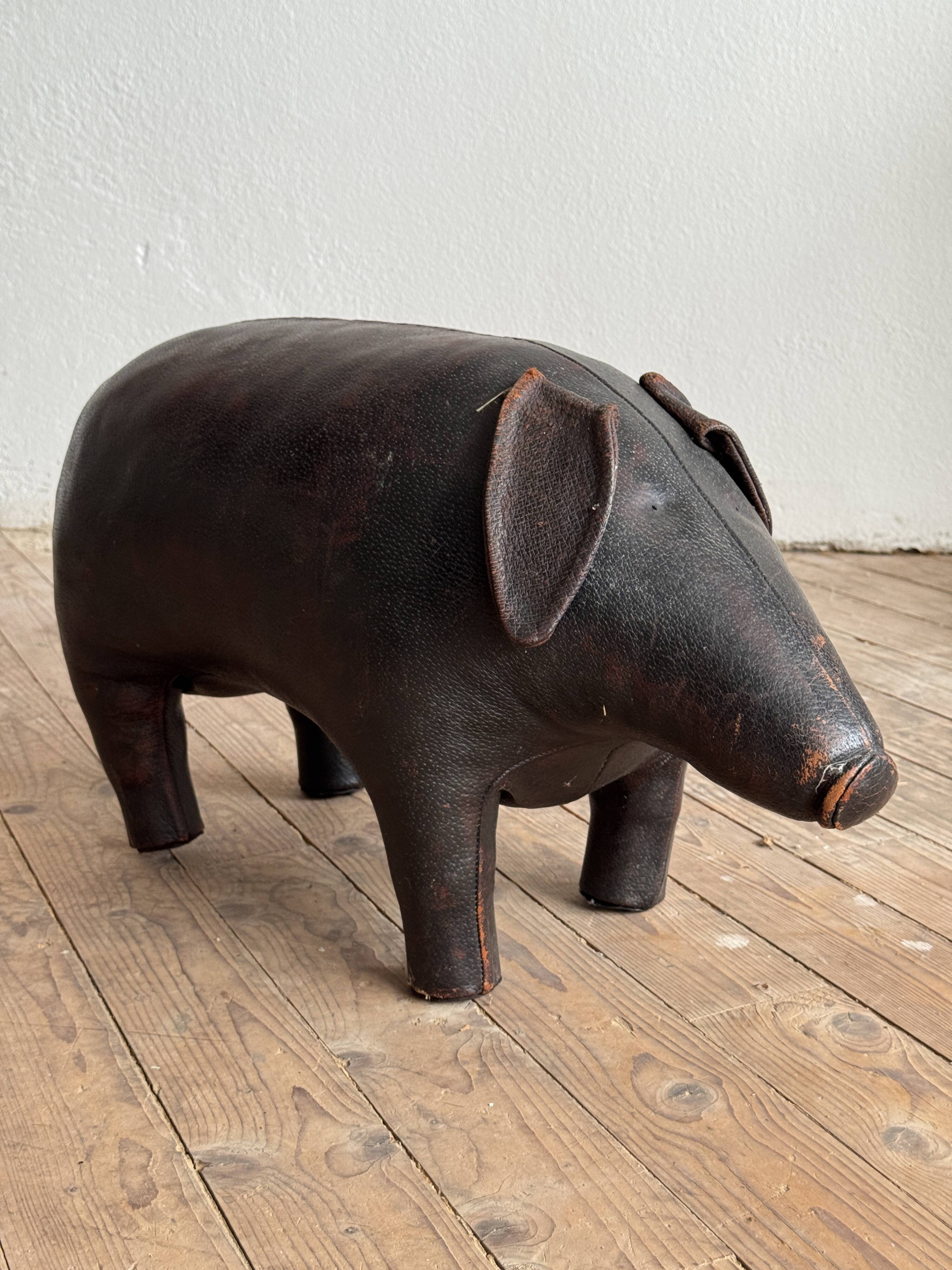 Leather Pig Footstool Ottoman by Dimitri Omersa, UK 1960s