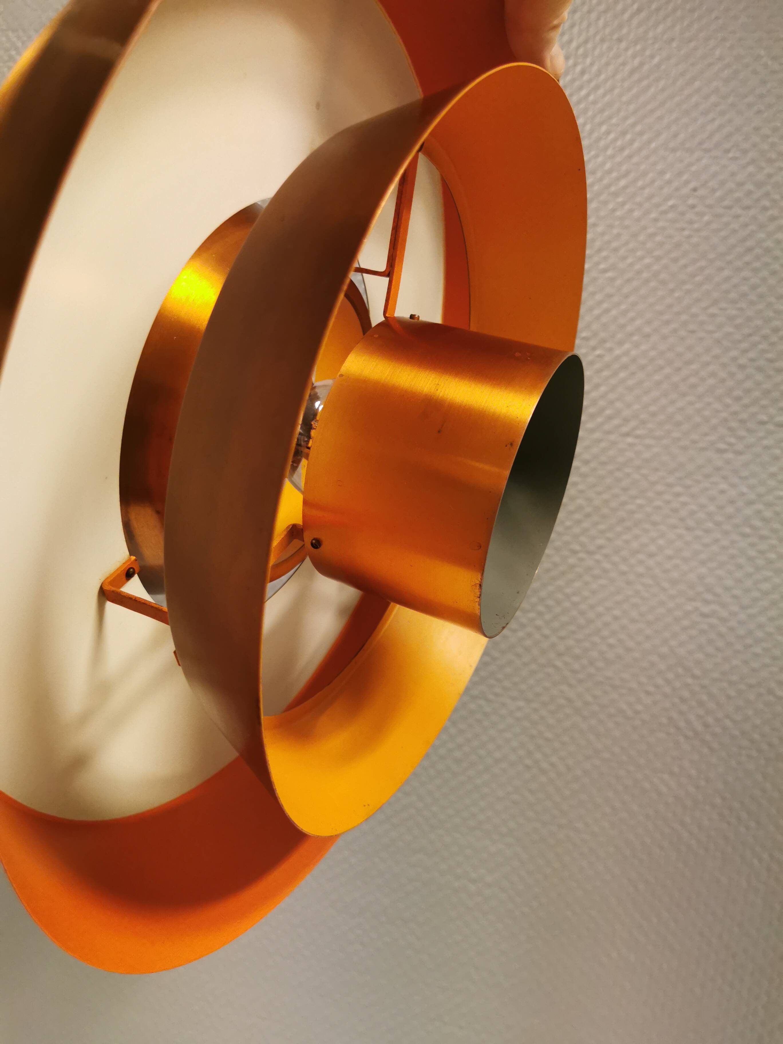 A mid-century Danish hanging lamp in copper by Jo Hammerborg for Fog & Mørup.