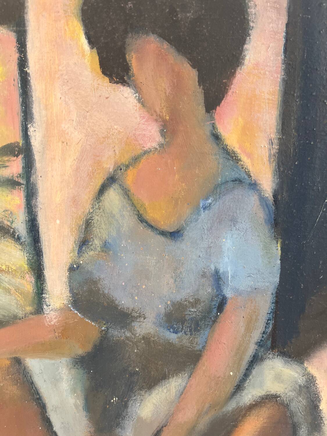 Oil on wood panel, Woman seated