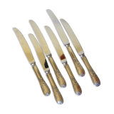 6 dessert knives in silver metal punched 2106271