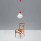 Suspended chandelier in the shape of a white glass bulb, 1970s.