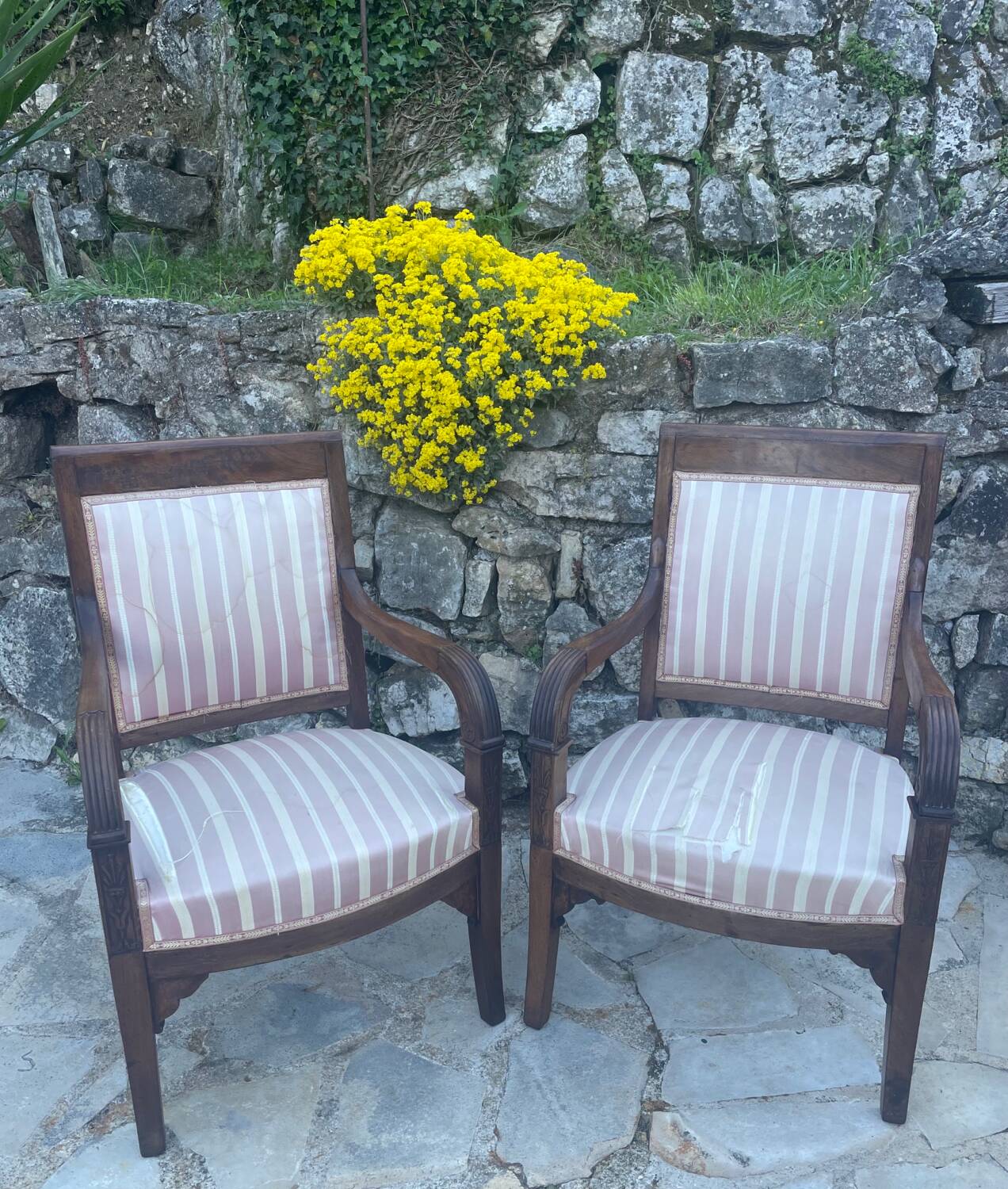 Pair of French mahogany armchairs from the Restoration period