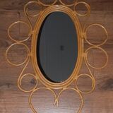 Vintage rattan mirror, 72x40 cm