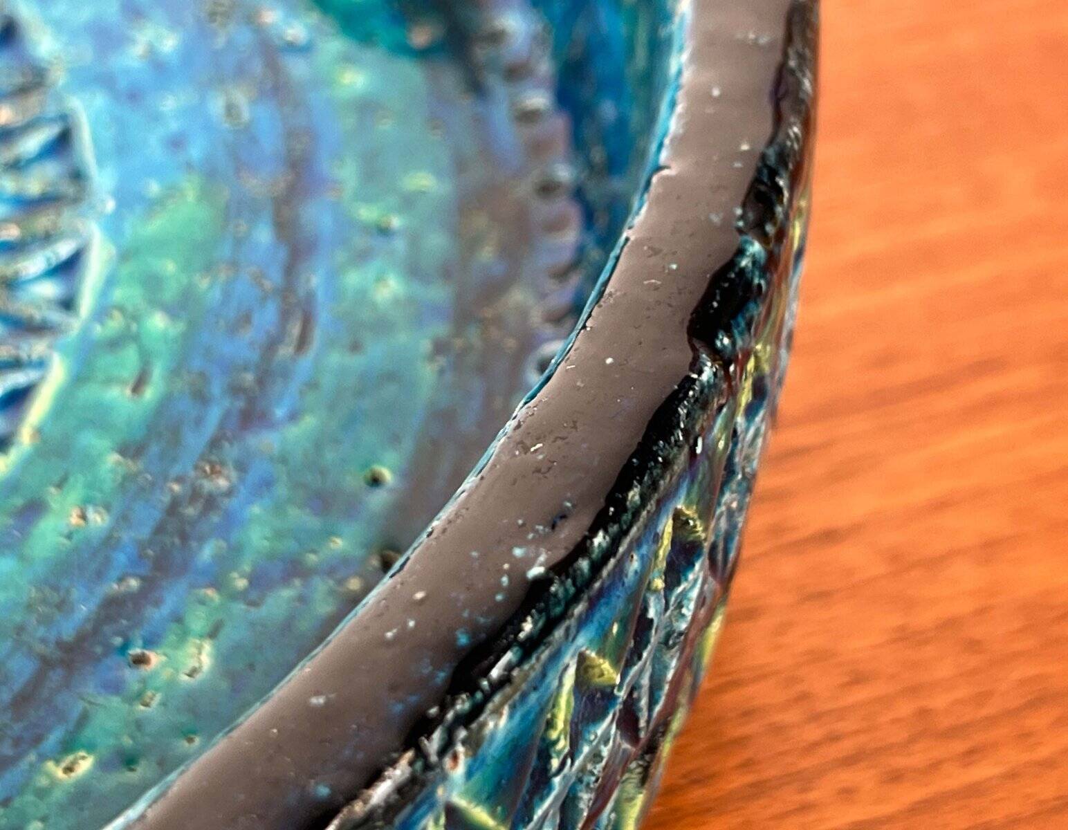 Large Mid-Century Modern Rimini Blu Pottery Bowl by Aldo Londi for Bitossi, Italy, 1960s