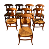 Chairs straw and wood cherry style directoire