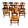 Chairs straw and wood cherry style directoire